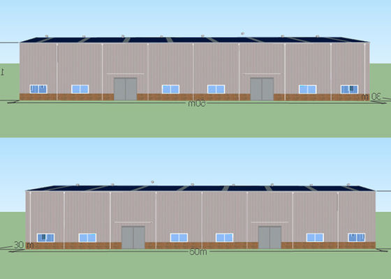 60m*30m ont préfabriqué le bâtiment à pans de bois industriel d'atelier de structure métallique