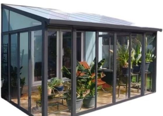 Jardin d'hiver Salle de lumière du soleil Petite serre en verre Venlo en acier décontractée