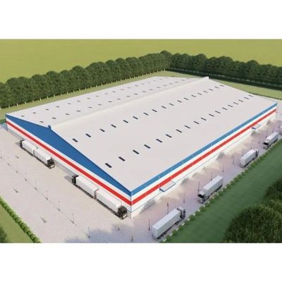Atelier de cadre en acier établissant la construction structurelle d'entrepôt