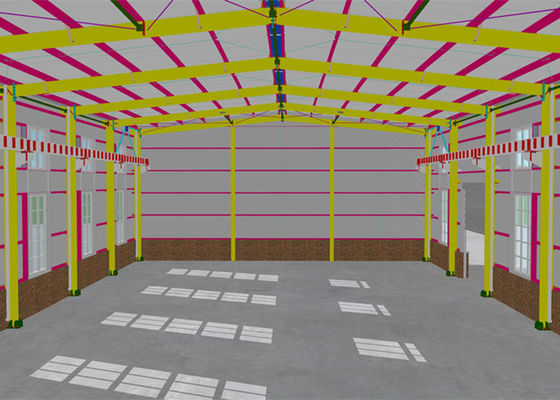 Q355 a soudé la construction d'atelier de structure métallique de section de H peinte