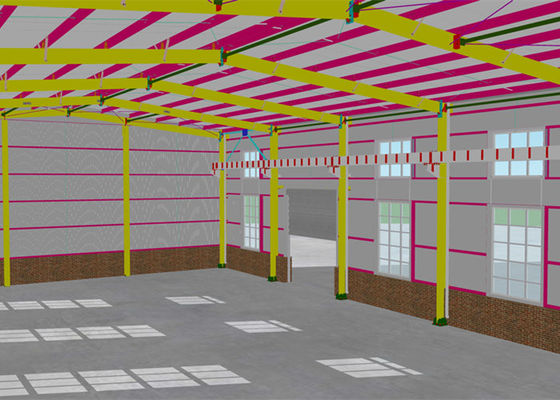 Q355 a soudé la construction d'atelier de structure métallique de section de H peinte