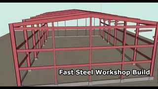 Un atelier construit avec des matériaux de structure en acier